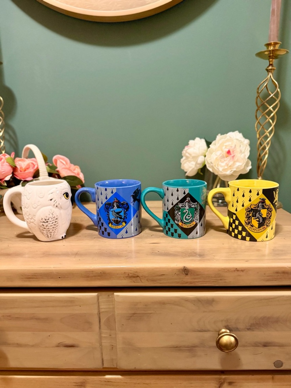Harry Potter Mug Set Hedwig + Ravenclaw Slytherin Hufflepuff - Picture 3 of 11